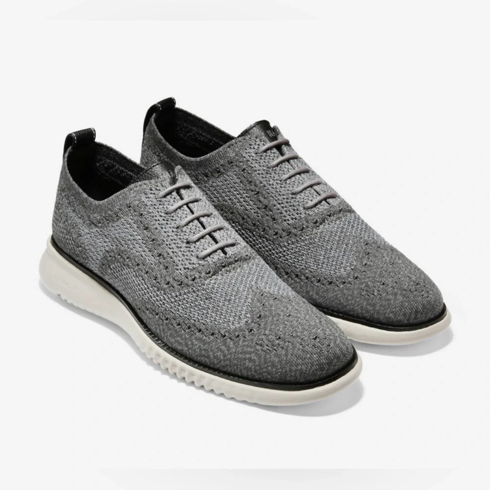 COLE HAAN] 2 ZEROGRAND Gray Knit Oxfords